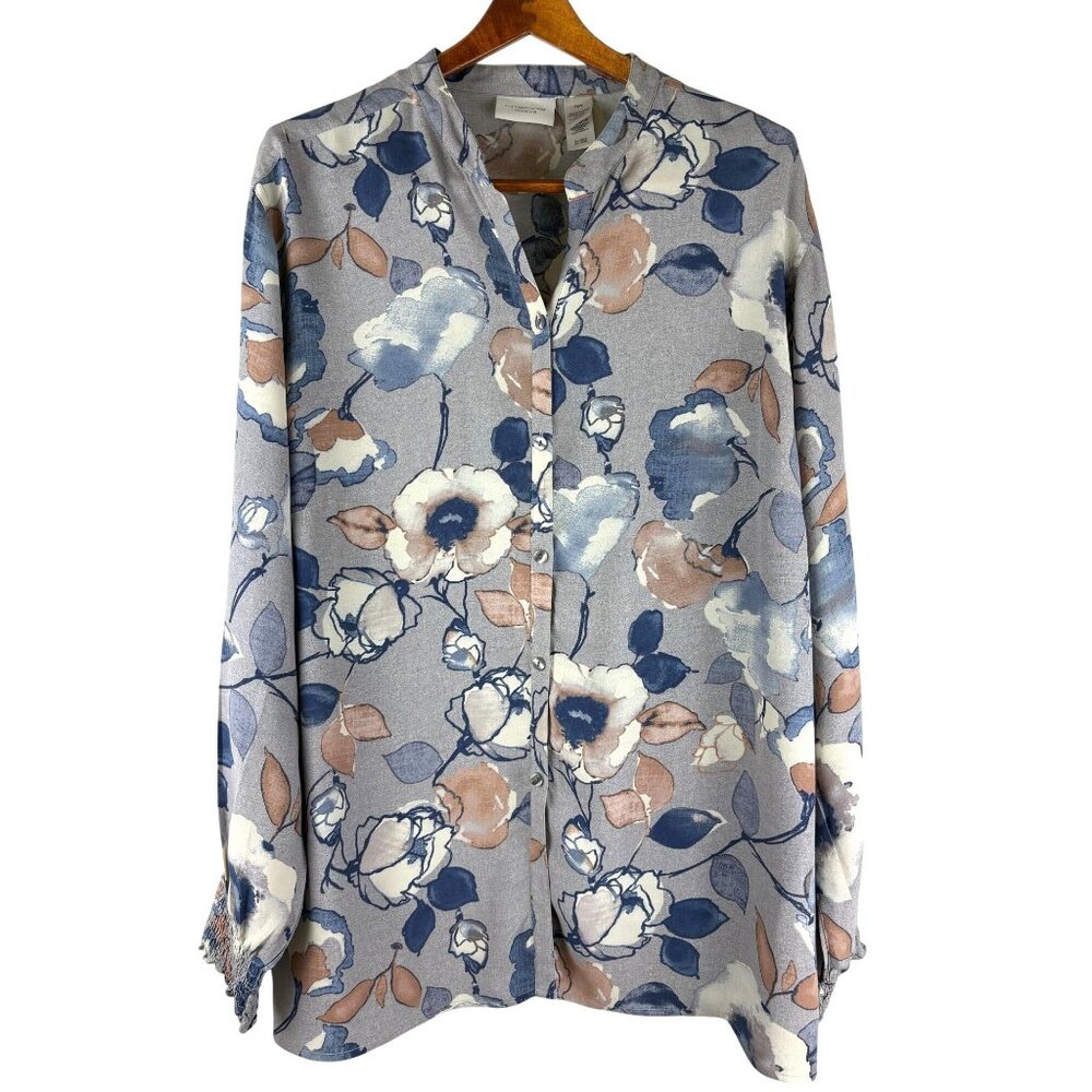 Boho Retro Cottage Career Liz Claiborne Woman Rayon Tunic Blouse, Women's 18W